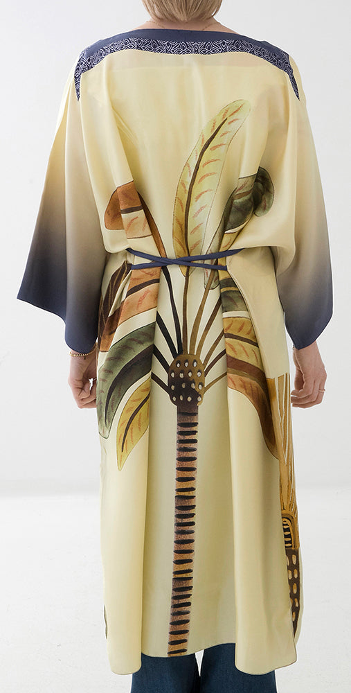 Robe jaune à motif feuille K&amp;J