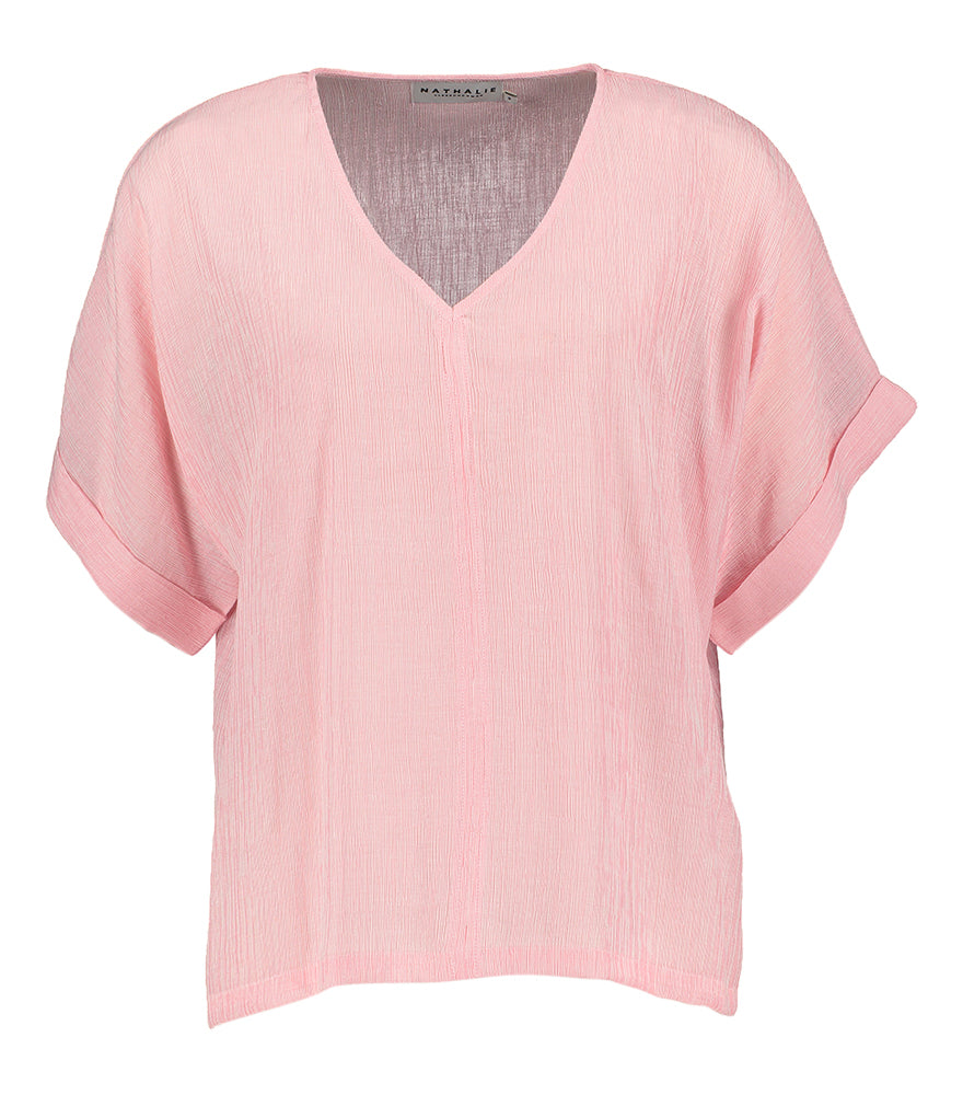 Blouse rose avec structure Faro Nathalie Vleeschouwer