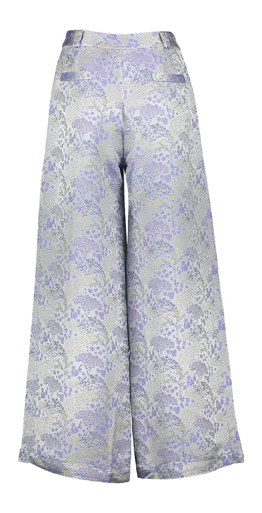Blauwe bloemenprint lange broek Bolivar Nathalie Vleeschouwer