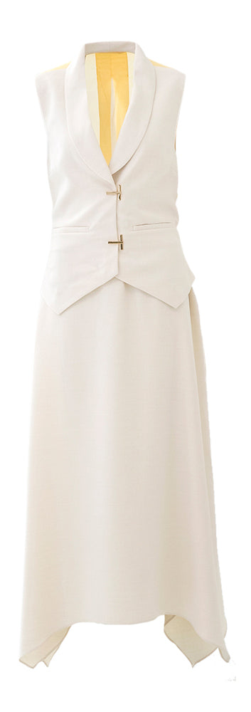 Robe longue écru à dos jaune Stine Goya