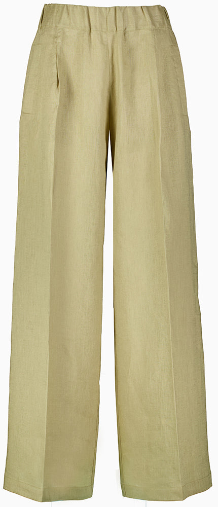 Pantalon en lin vert kaki Semicouture