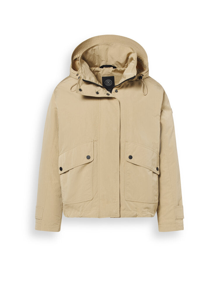 Beige jas met rits en kap Serra Reset