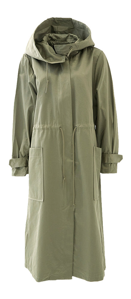 Manteau long kaki sirène Emma avec noir