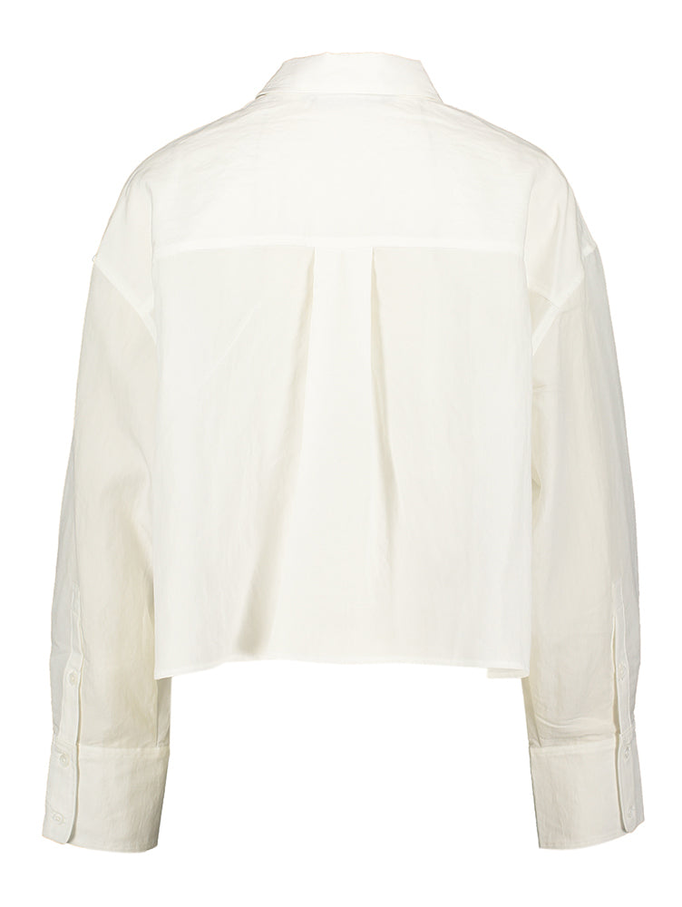 Chemisier court et ample blanc, chemise courte et douce avec noir
