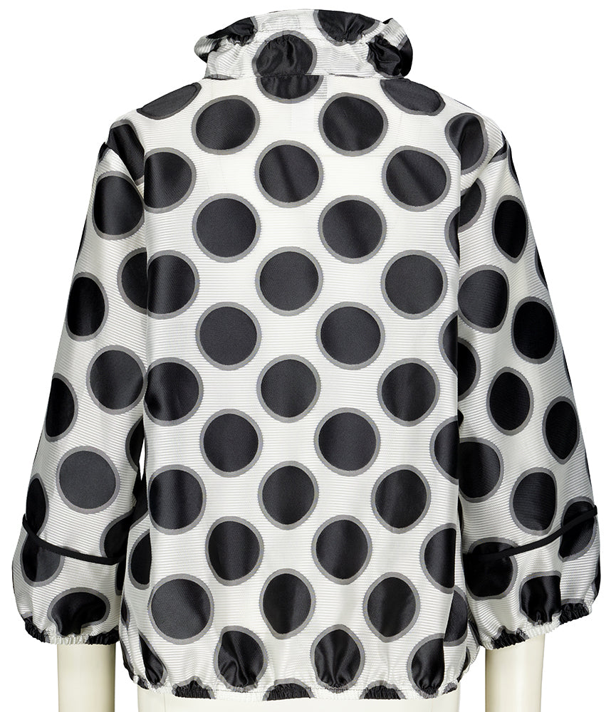 Gilet d'intérieur gris à pois noirs et détails rose fluo Joseph Ribkoff