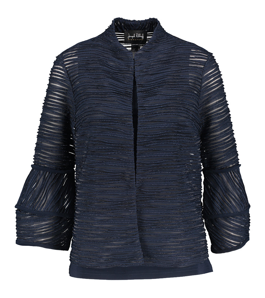 Ensemble structuré bleu foncé à manches transparentes Joseph Ribkoff