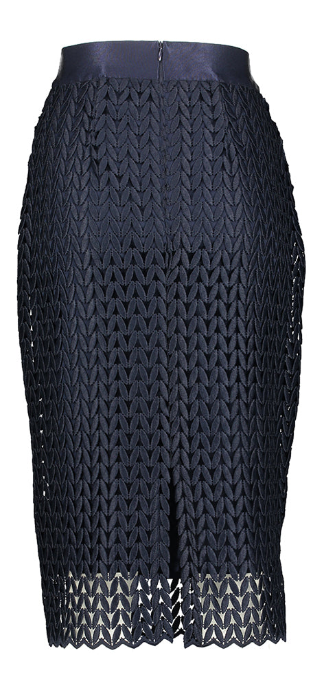 Jupe bleu foncé à motif de feuilles Joseph Ribkoff