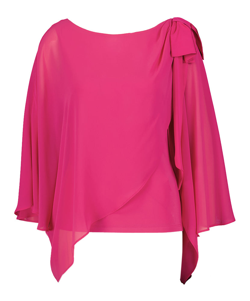 Fushia roze bloes met diepe rug en vlindermouw Joseph Ribkoff