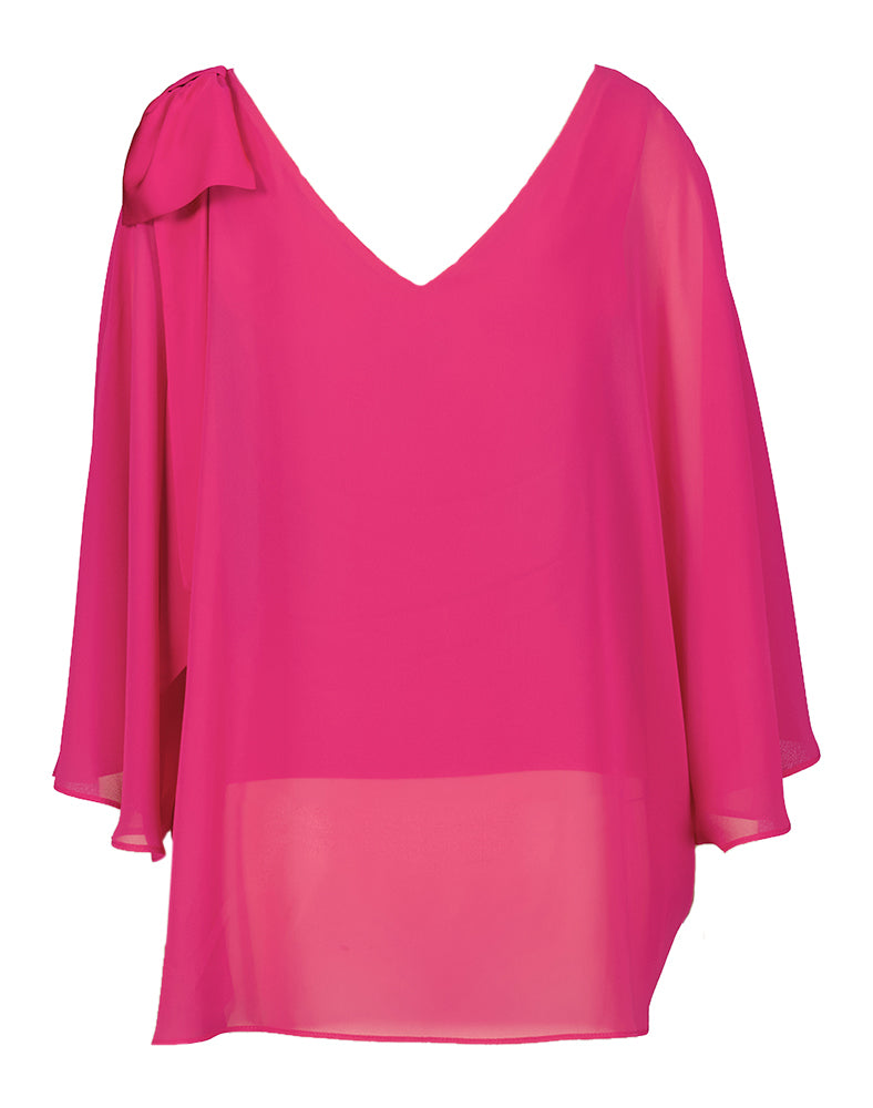 Fushia roze bloes met diepe rug en vlindermouw Joseph Ribkoff