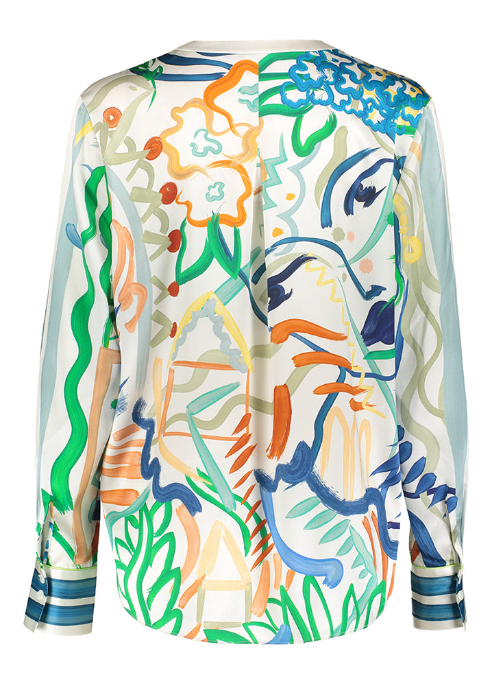 Multi-color bloes met print Herzen's