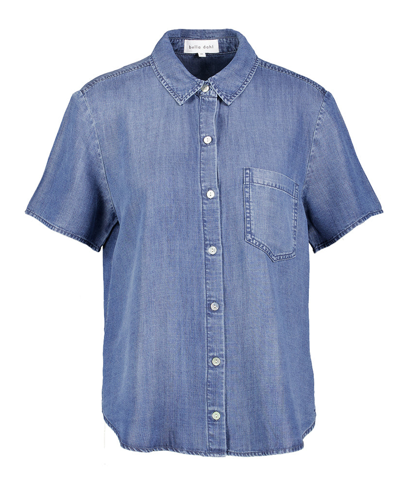 Blouse bleue et jean : look Bella Dahl