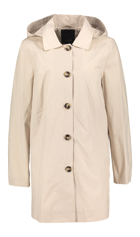 Beige halflange regen afstotende jas Carline Stand