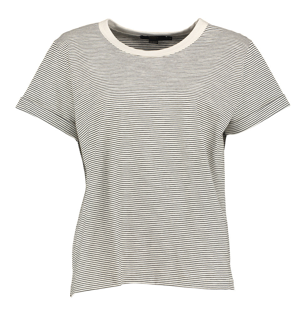 T-shirt rayé blanc et bleu Soixante-dix