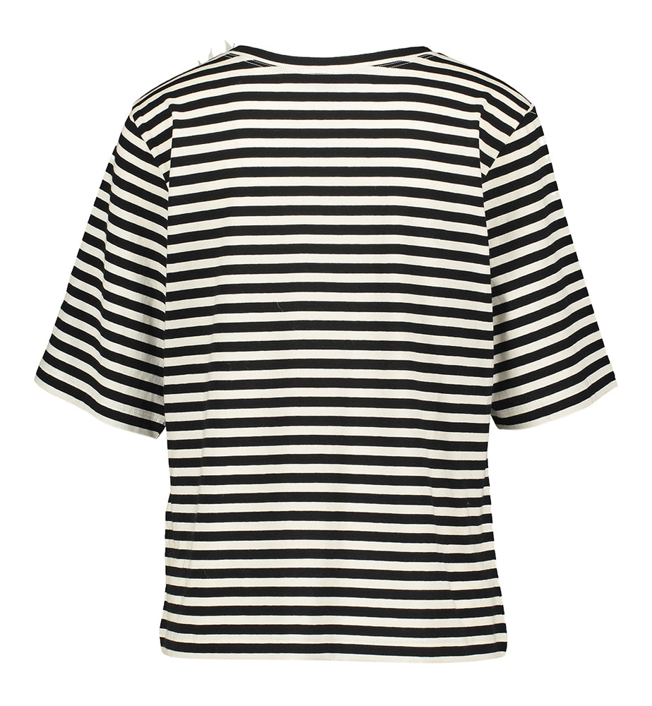 Zwart wit gestreepte t-shirt met broche Seventy
