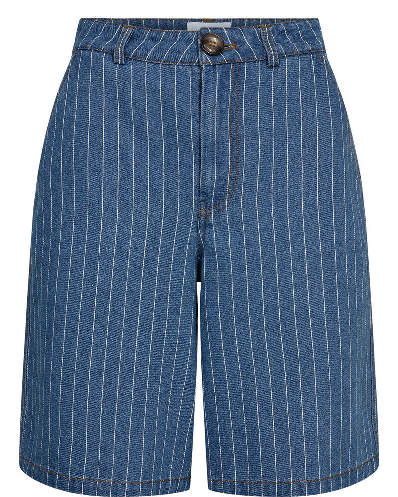 Short en jean bleu oversize à fines rayures Nulucie Numph