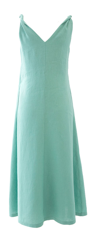 Groene lange linnen zomerjurk met zakken La Camicia