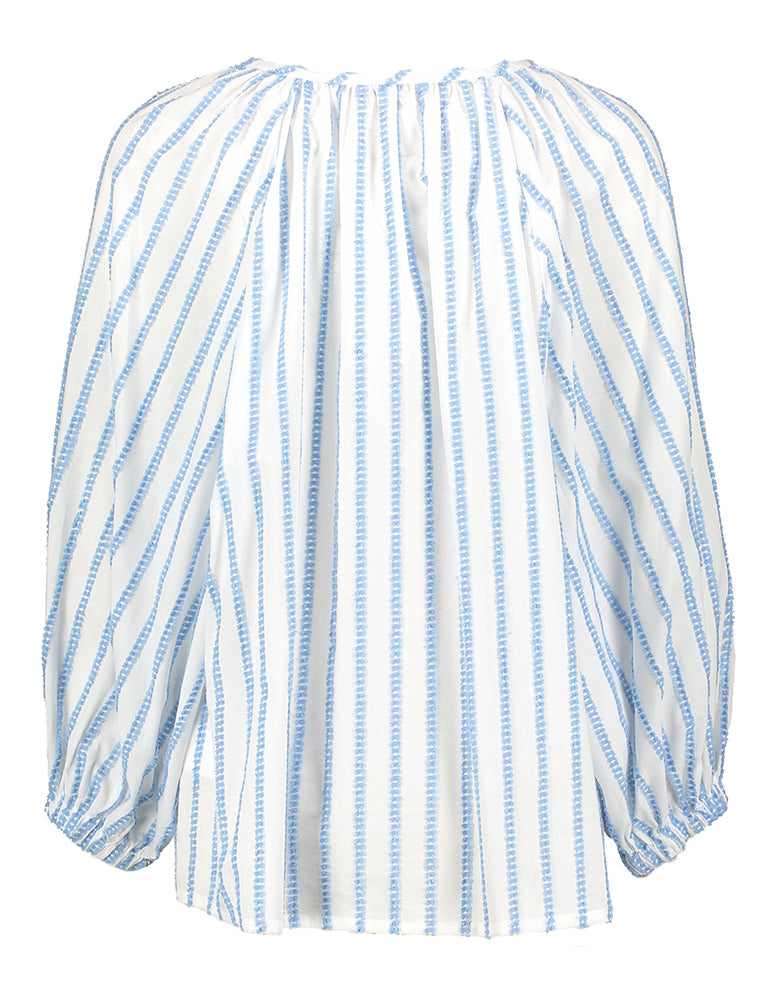 Witte katoenen bloes met blauwe strepen La Camicia