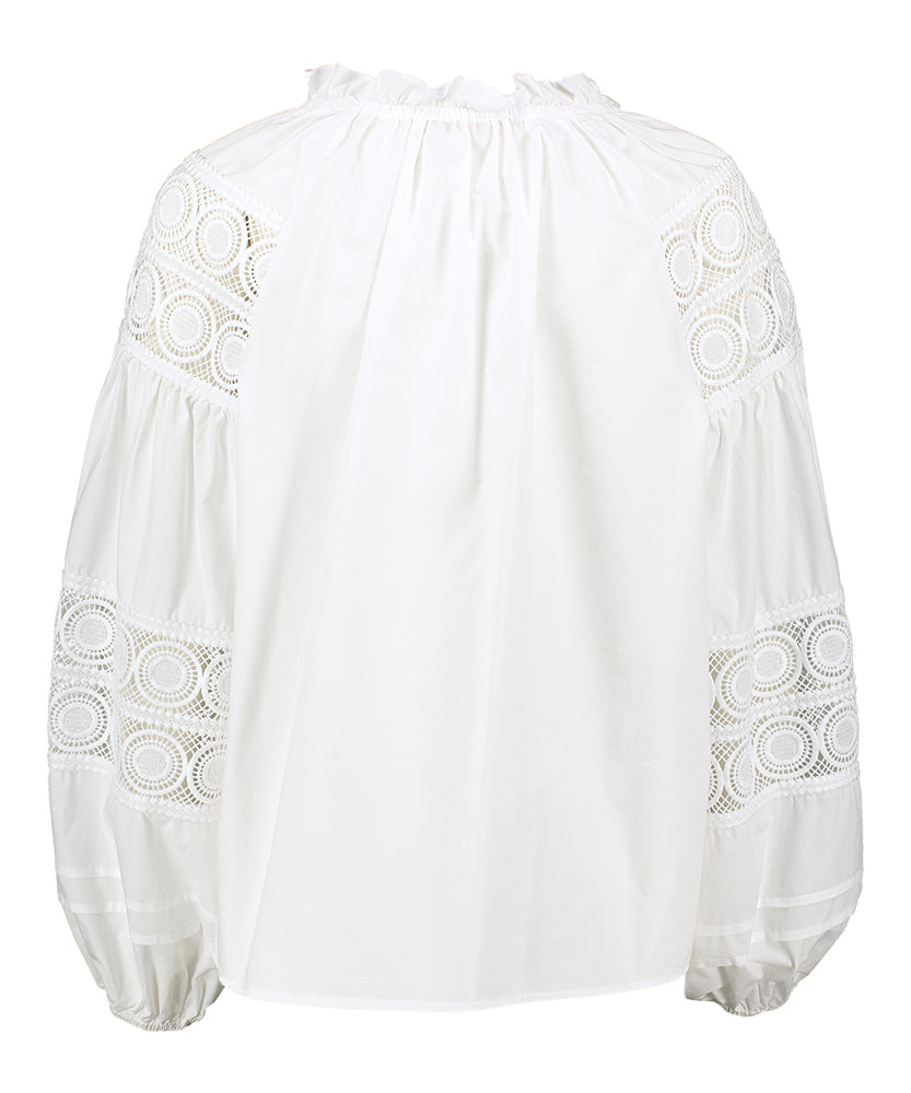 Witte katoenen bloes met broderie detail La Camicia