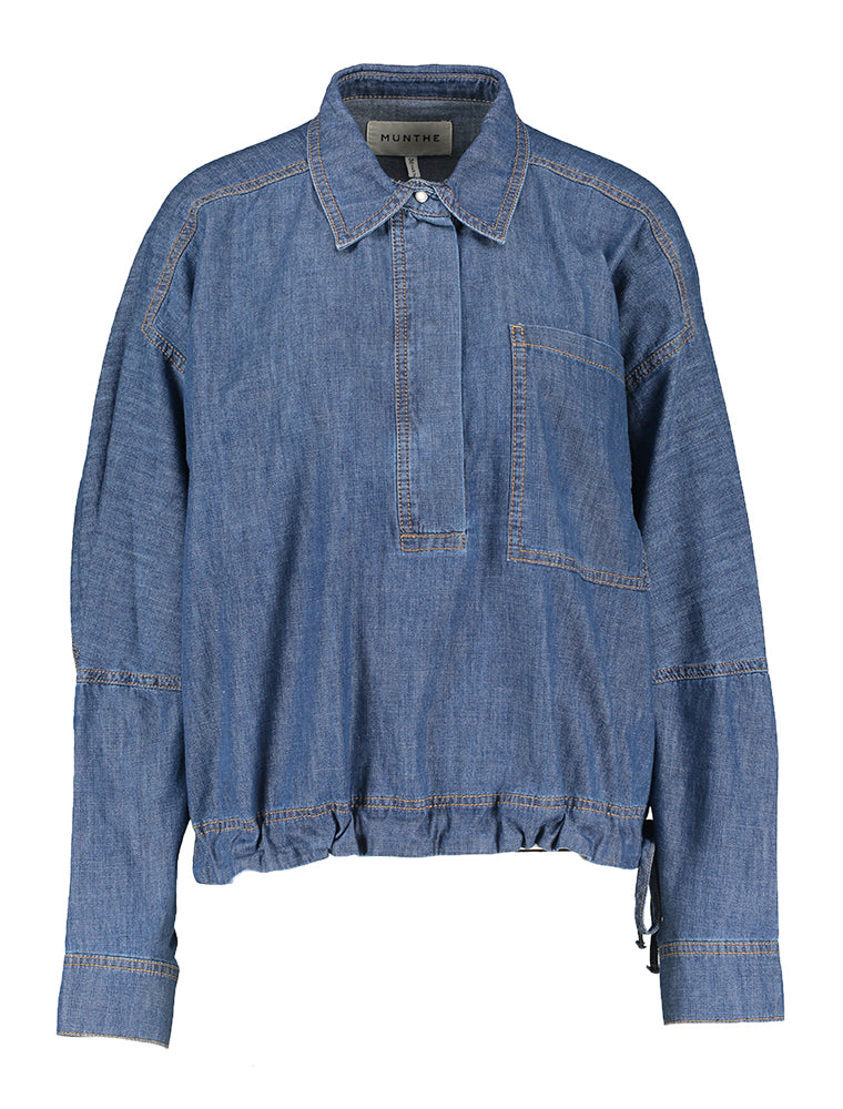 Chemisier en jean indigo avec grande poche poitrine Fihr Munthe