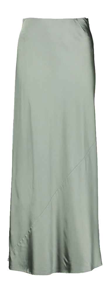 Jupe longue vert poudré en tissu brillant Bardot Munthe