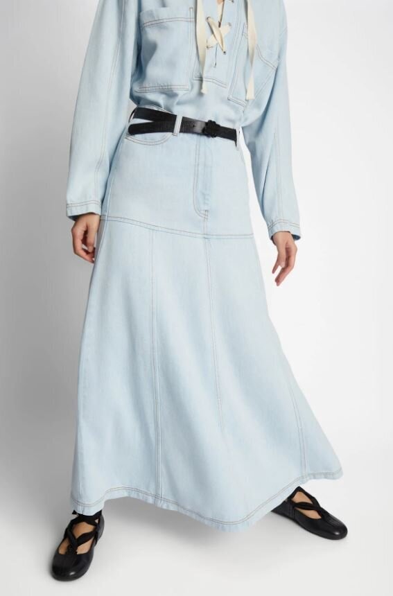 Jeansblauwe lange rok Tuxya Munthe