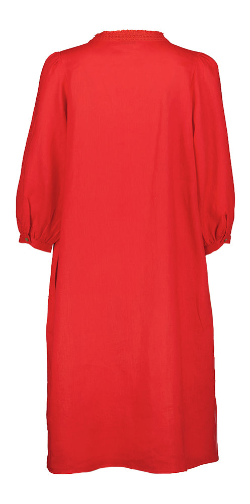 Robe en lin rouge à manches trois-quarts Gypsy Angoor