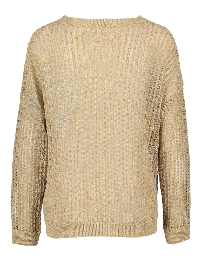 Beige gehaakte trui met glitterdraad Maurana Kocca