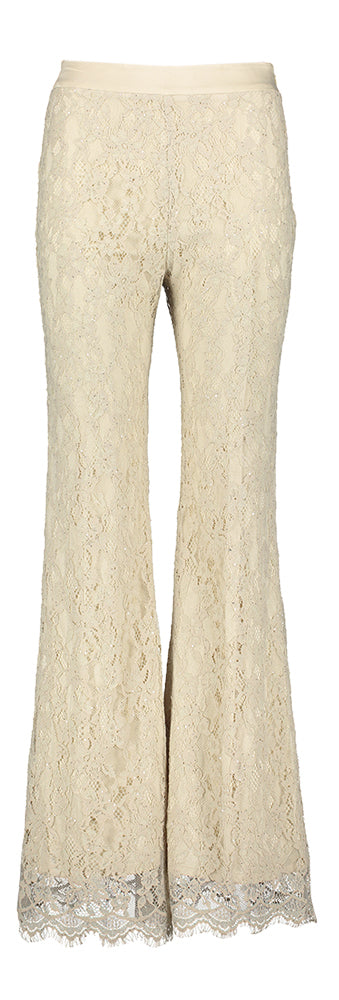 Pantalon long beige brodé par Lancelot Kocca