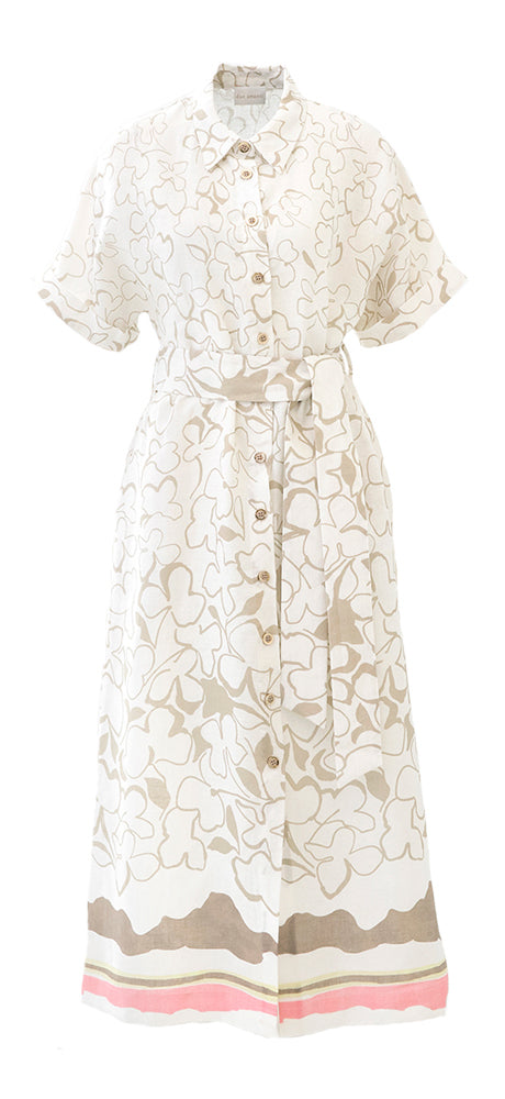Robe en lin écru à imprimé Zelo Due Amanti