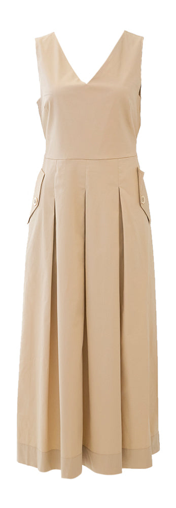 Robe longue beige en coton à dos nu Elodie Due Amanti