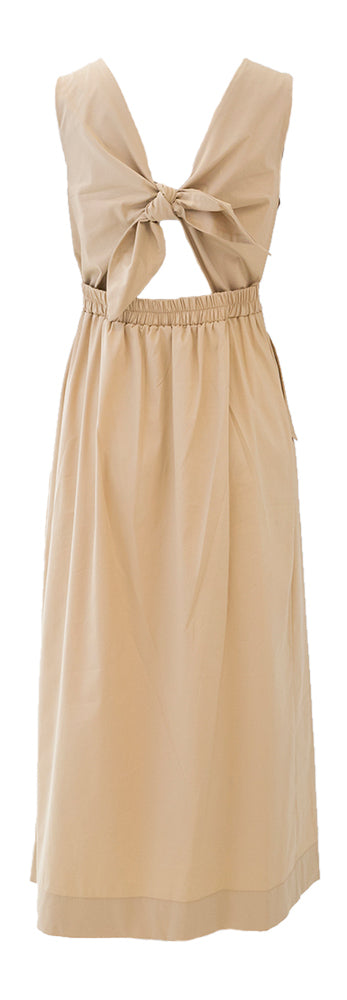 Robe longue beige en coton à dos nu Elodie Due Amanti