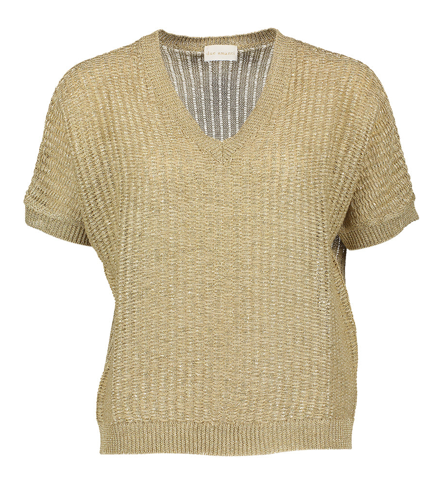Goud kleurige pull met glitterdraad Puglia Due Amanti
