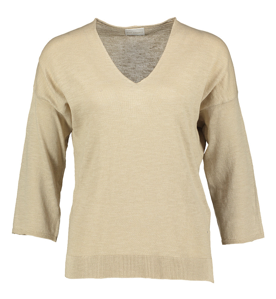 Beige linnen pul Florali Due Amanti