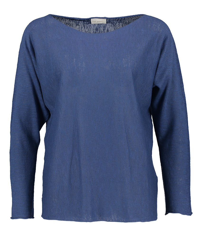 turi en lin bleu à col bateau Bemili Due Amanti