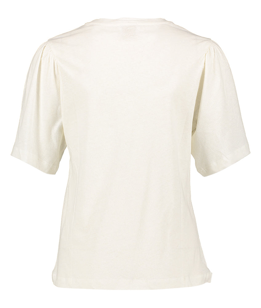 Beige T-shirt met subtiel pofmouw Jem Due Amanti