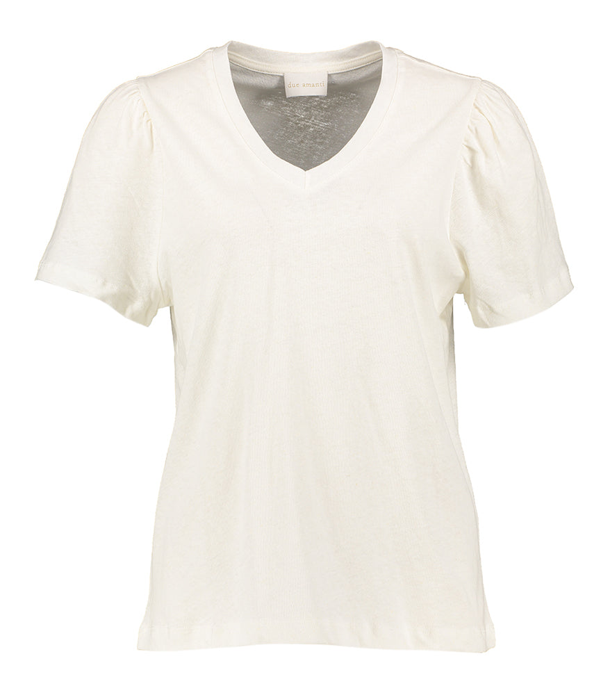 T-shirt beige à col en V Melly Due Amanti