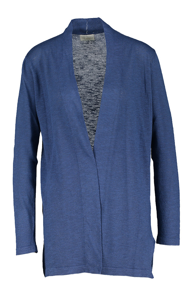 Gilet ouvert en lin bleu Trento Due Amanti