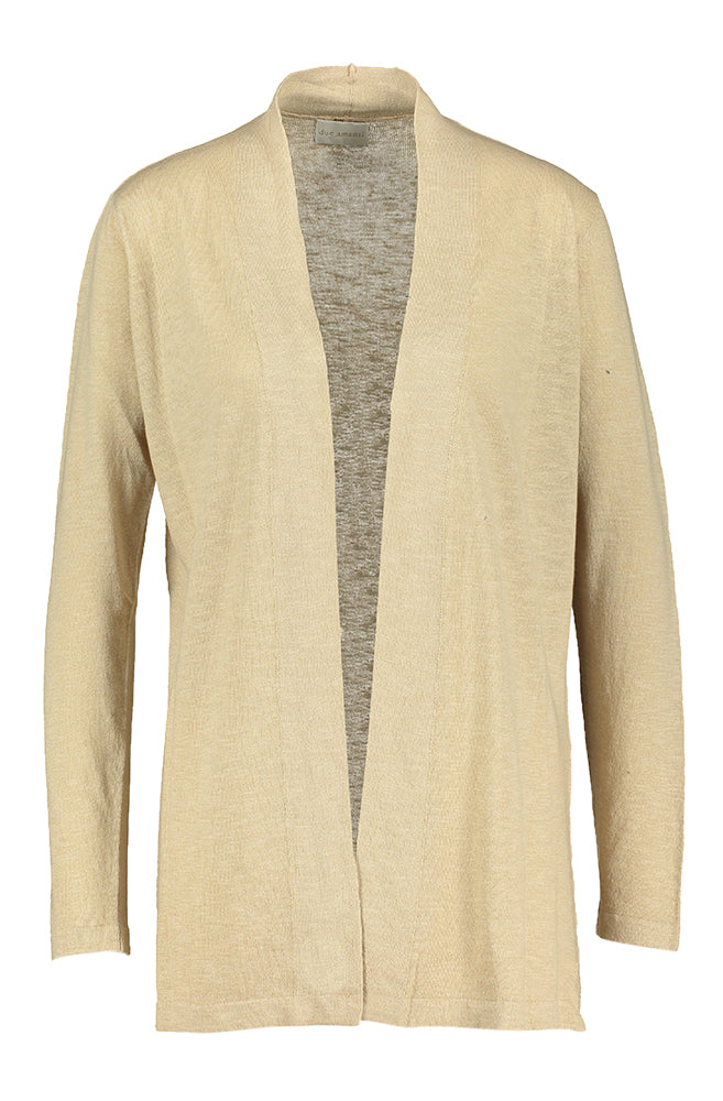 Beige openvallende linnen gilet Trento Due Amanti