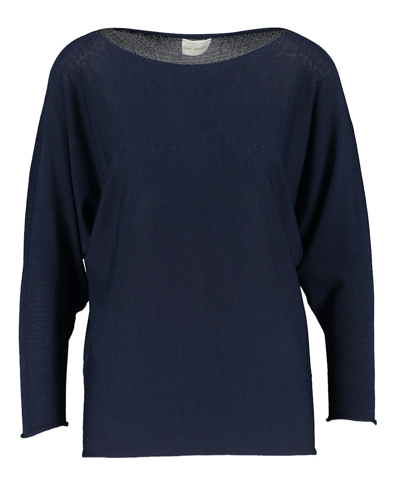 Navy trui met boothals Bemi cream Due Amanti