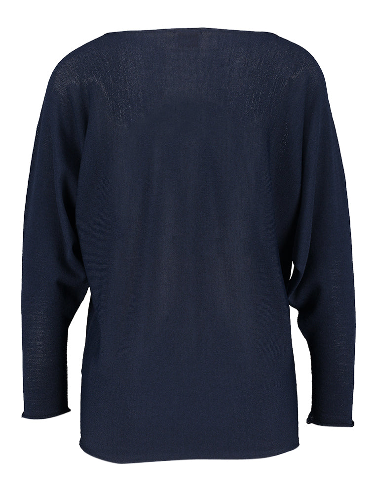 Navy trui met boothals Bemi cream Due Amanti