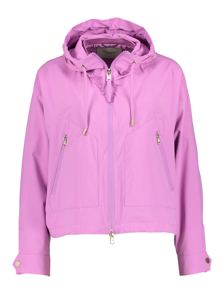 Veste courte rose et violette avec fermeture éclair et capuche Delia Beaumont