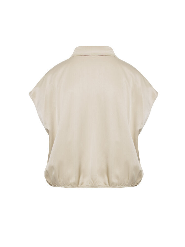 Beige glanzende bloes met elastiek Mariska Beaumont