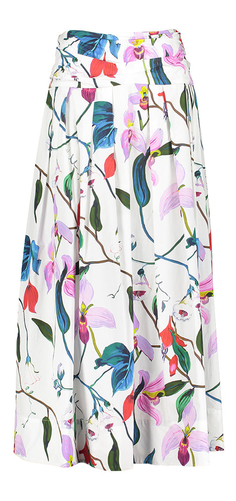 Jupe en coton blanc à imprimé floral coloré Carrie Natan