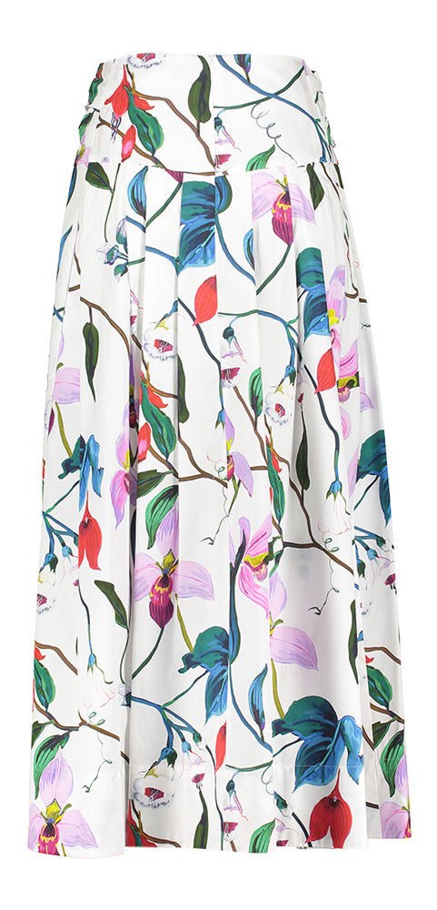 Jupe en coton blanc à imprimé floral coloré Carrie Natan