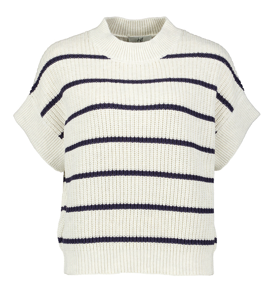 Col roulé écru à rayures bleues April Jeff