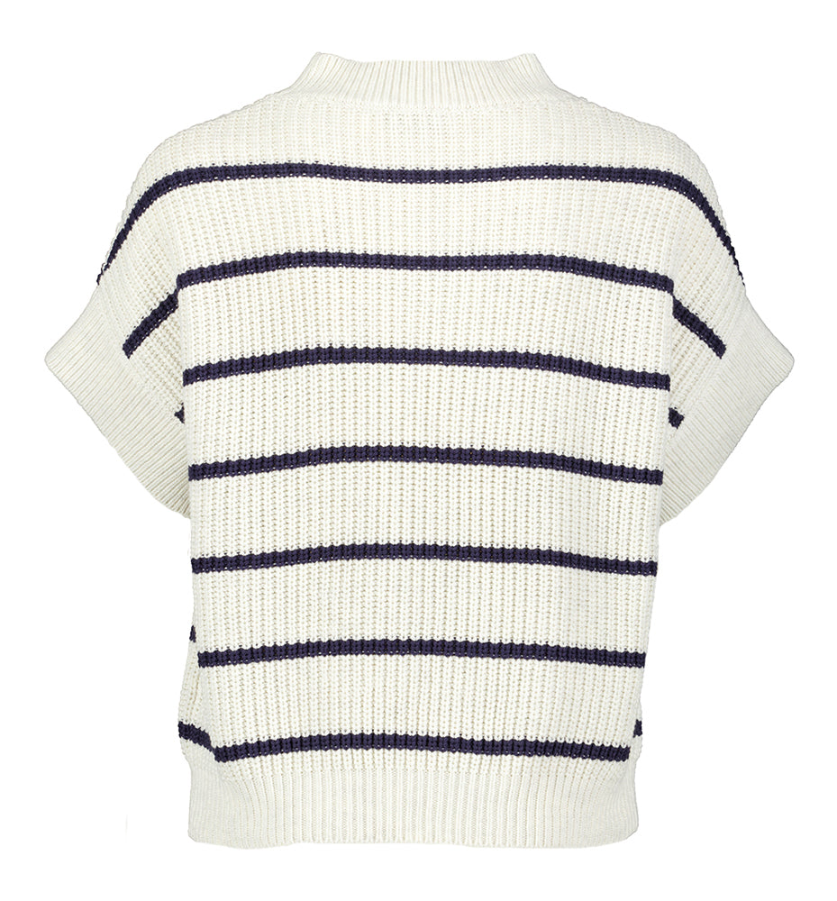 Col roulé écru à rayures bleues April Jeff