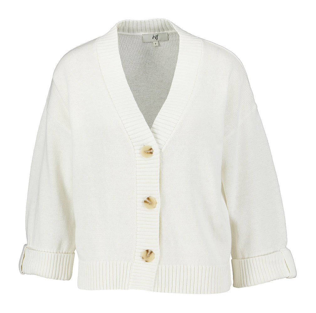 Gilet à col V vanille Elise Jeff