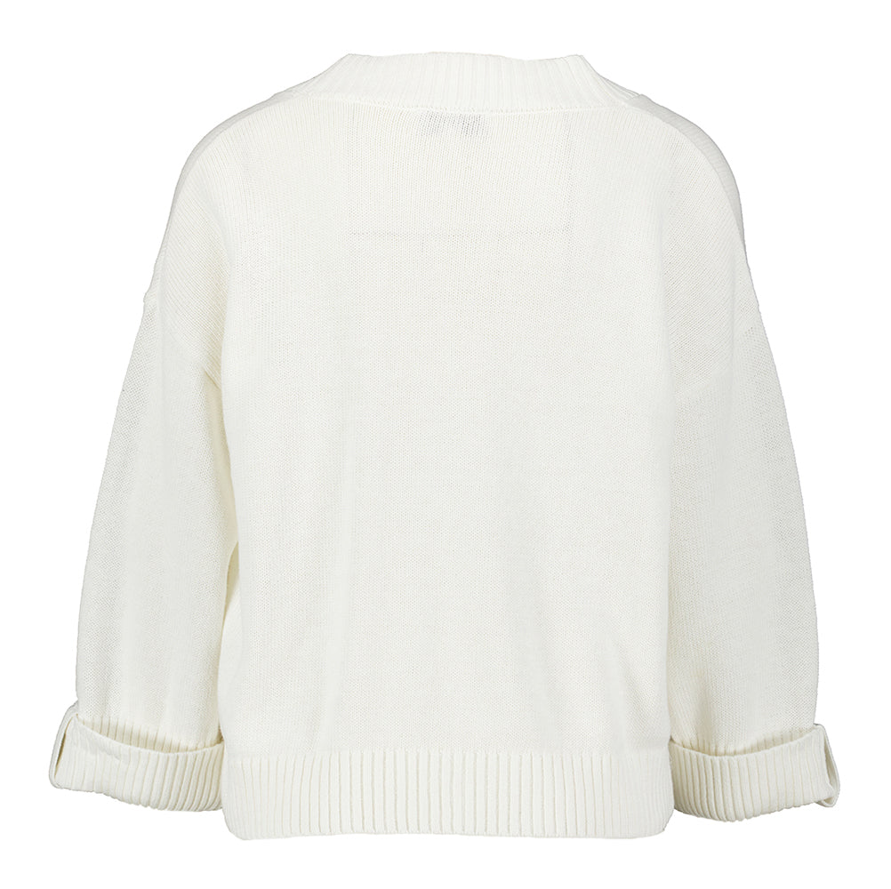 Gilet à col V vanille Elise Jeff