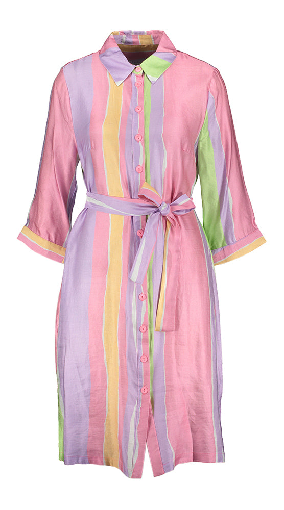 Multicolor gestreepte jurk met knopen Sasha Blue Bay