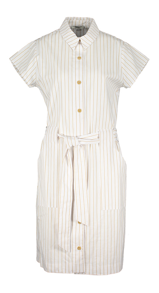 Robe blanche à rayures couleur camel Selma Blue Bay